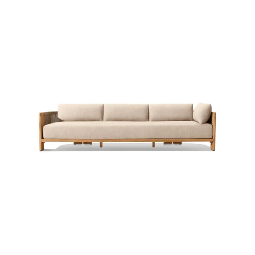 LG566-22 Outdoor Teak & Rope Three-Seater Right-Arm Return Sofa