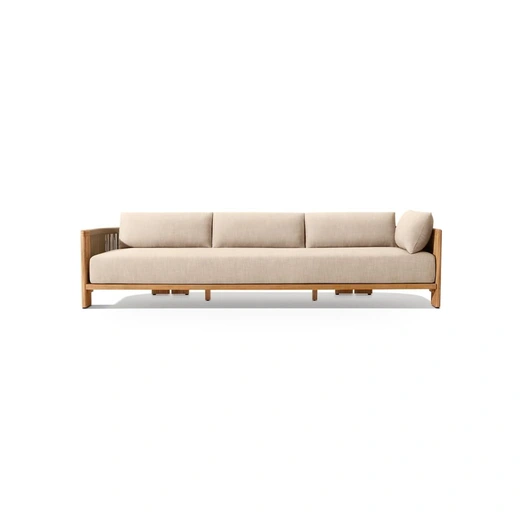 LG566-22 Outdoor Teak & Rope Three-Seater Right-Arm Return Sofa