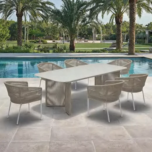 HWJ14-3 Rope-Woven Outdoor Dining Chair