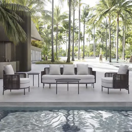 LG111-02 Rope-Woven Outdoor Three-Seater Sofa