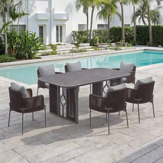LG111-11 Rope-Woven Outdoor Dining table