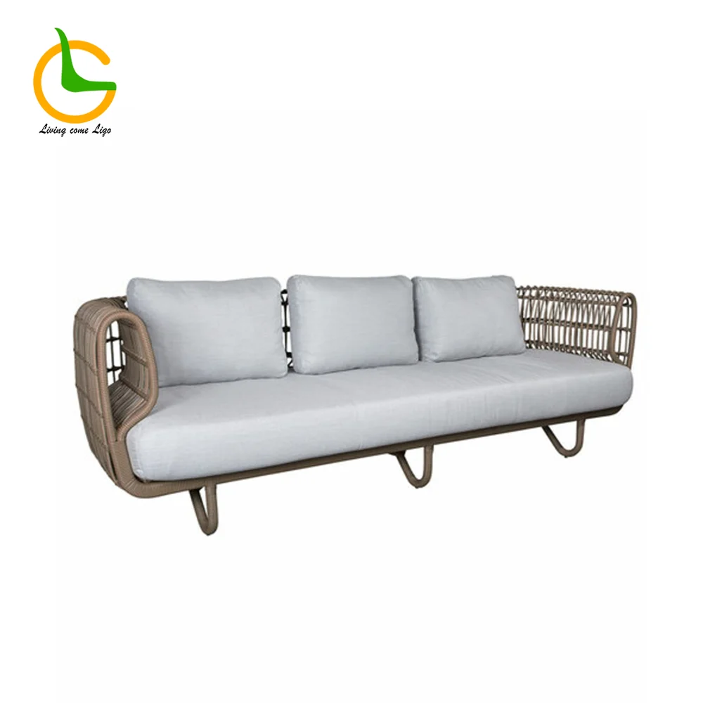 LG373-3 Wicker-Style Outdoor Three-Seater Sofa