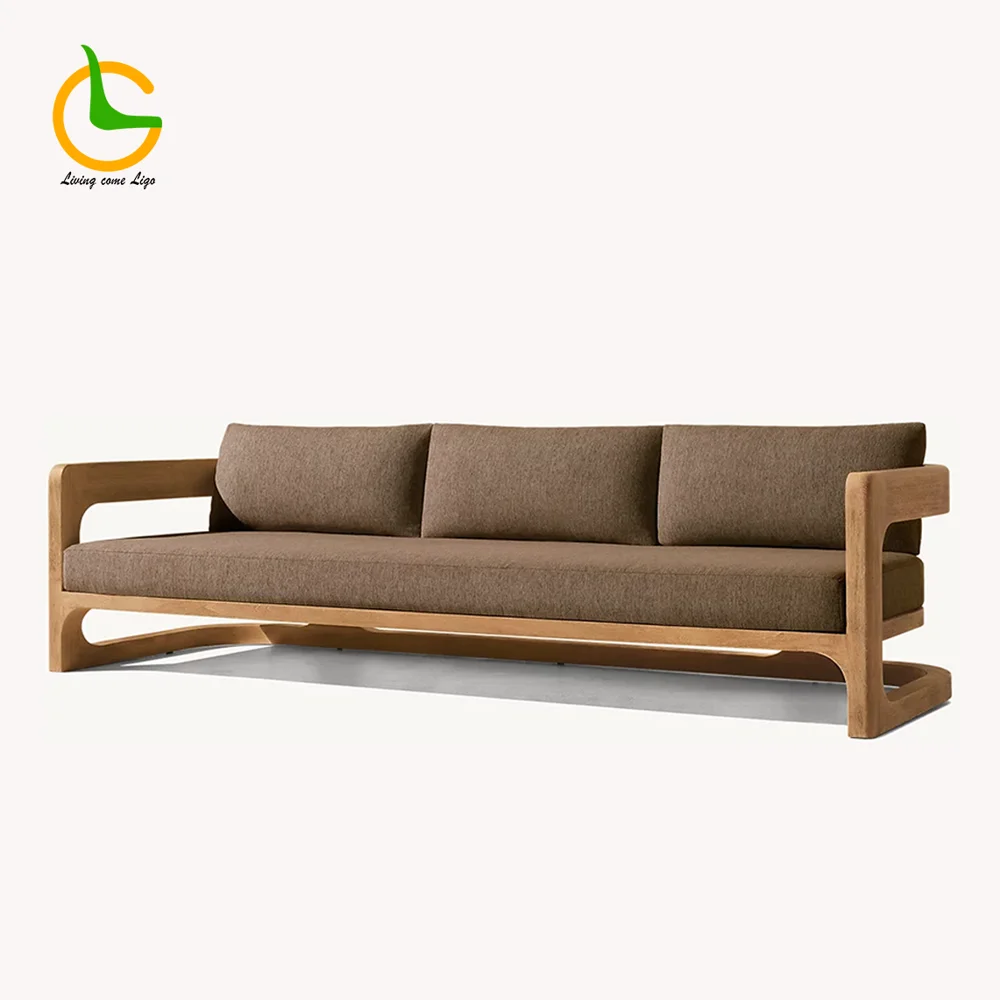 LG391-2 Teak Outdoor Three-Seater Sofa