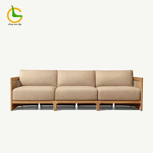 LG398-2 Teak Outdoor Three-Seater Sofa