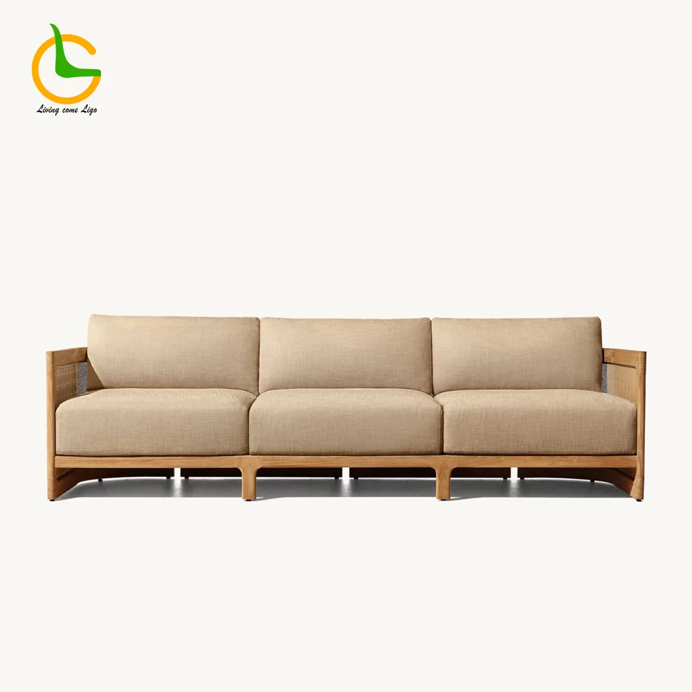 LG398-2 Teak Outdoor Three-Seater Sofa