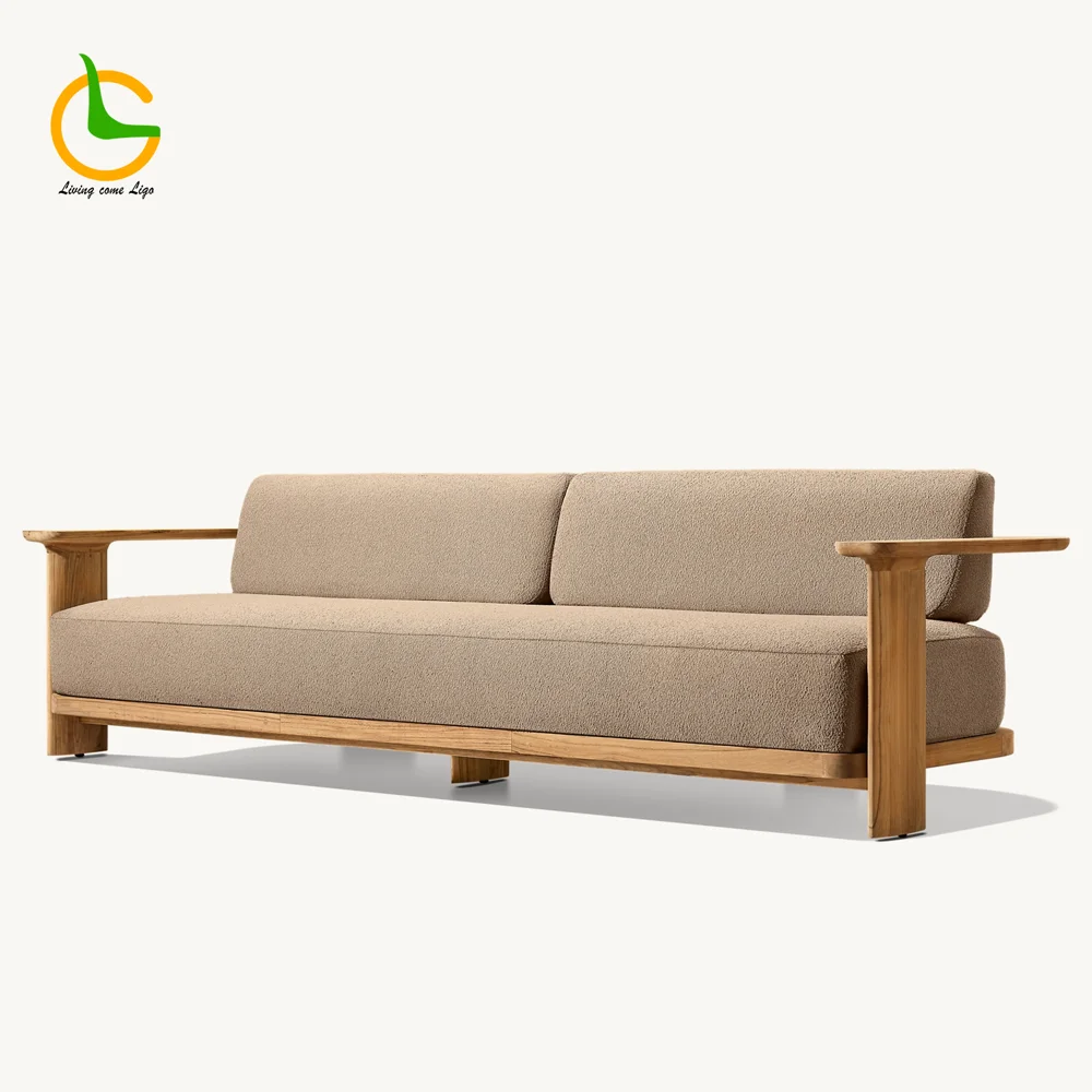 LG401-2 Teak Outdoor Three-Seater Sofa