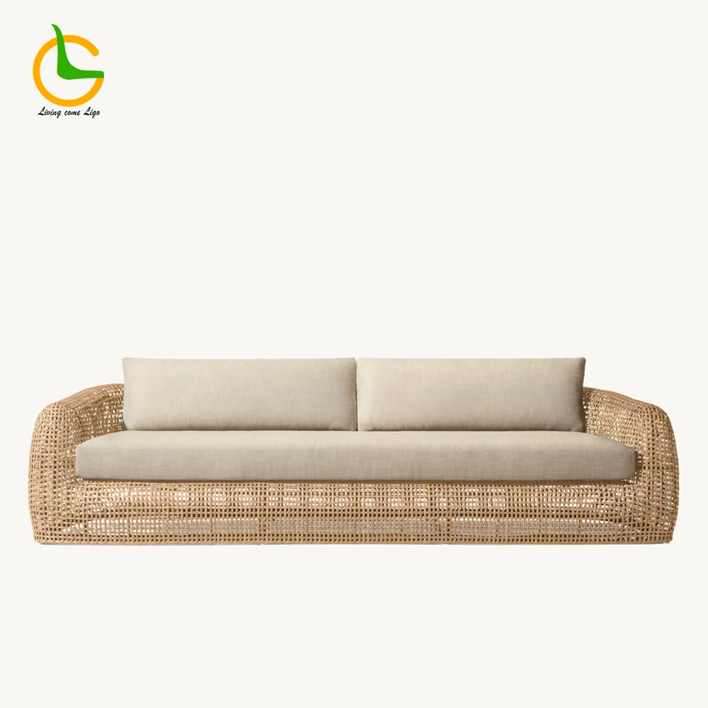 LG403-2-1 Wicker-Style Outdoor Three-Seater Sofa
