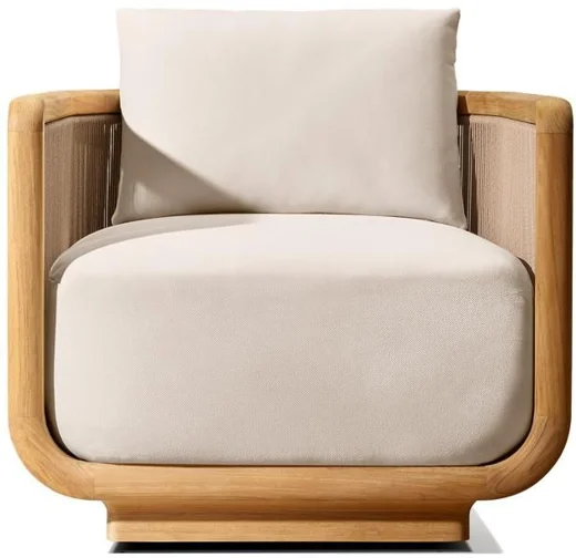 LG501-2 Outdoor Teak & Rope Swivel Chair