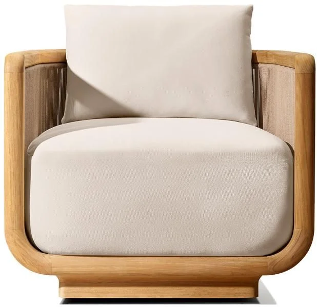 LG501-2 Outdoor Teak & Rope Swivel Chair
