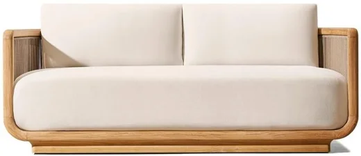 LG501-3 Outdoor Teak & Rope Two-Seater Sofa