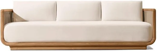 LG501-4 Outdoor Teak & Rope Three-Seater Sofa