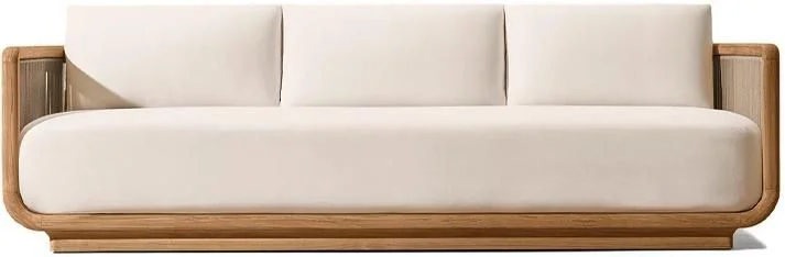 LG501-4 Outdoor Teak & Rope Three-Seater Sofa