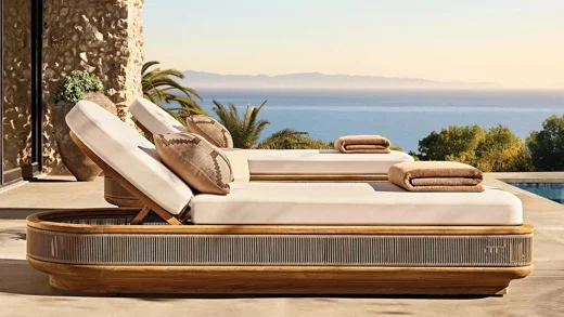 LG502-2 Teak Outdoor adjustable sunbed