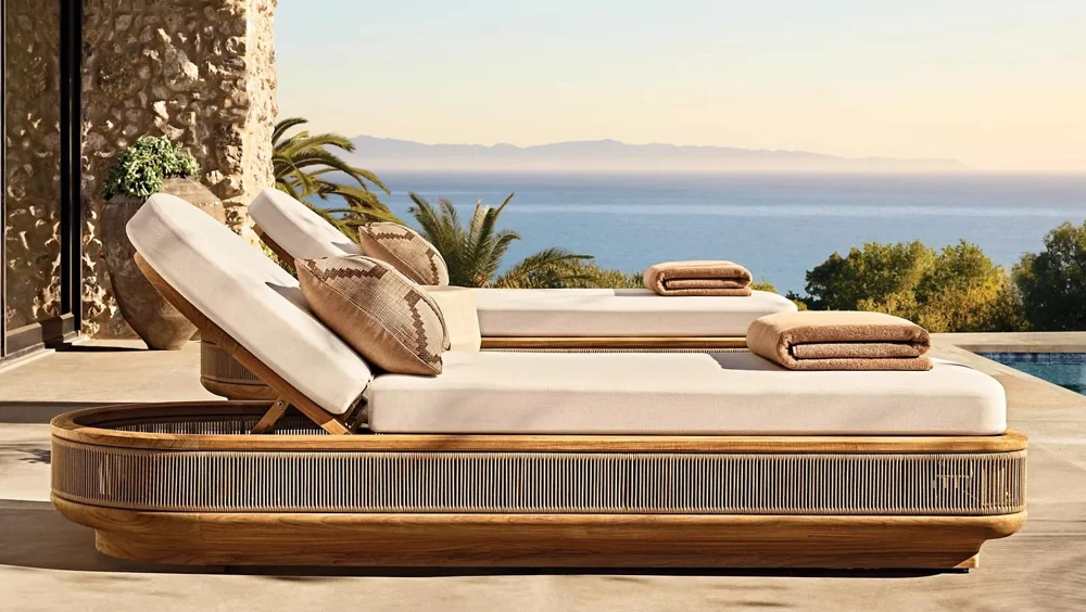 LG502-2 Teak Outdoor adjustable sunbed