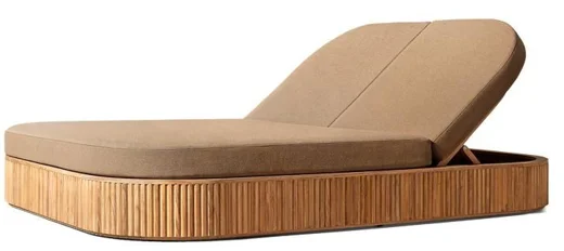 LG532-3 Teak Outdoor double adjustable sunbed