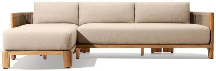 LG566-11 Outdoor Teak & Rope Left-Arm Sofa and Chaise Sectional