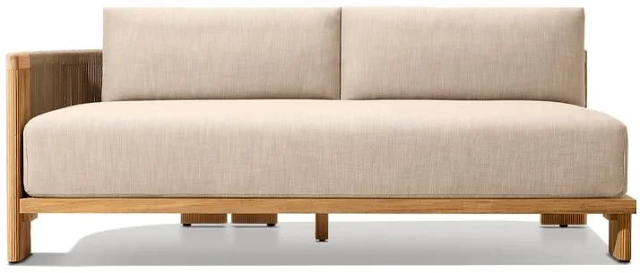 LG566-14 Outdoor Teak & Rope Two-Seater Left-Arm Sofa