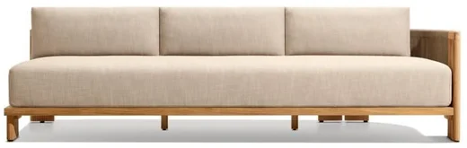 LG566-19 Outdoor Teak & Rope Three-Seater Right-Arm Sofa