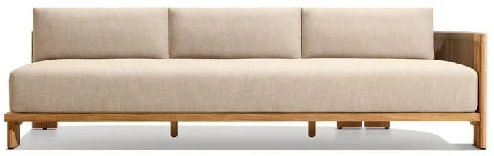 LG566-19 Outdoor Teak & Rope Three-Seater Right-Arm Sofa