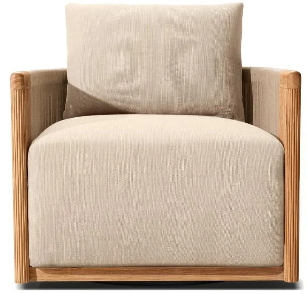 LG566-2 Outdoor Teak & Rope Swivel Chair