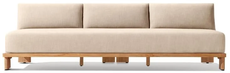 LG566-20 Outdoor Teak & Rope Three-Seater Armless Sofa
