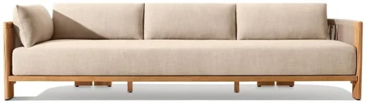LG566-21 Outdoor Teak & Rope Three-Seater Left-Arm Return Sofa