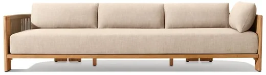 LG566-22 Outdoor Teak & Rope Three-Seater Right-Arm Return Sofa