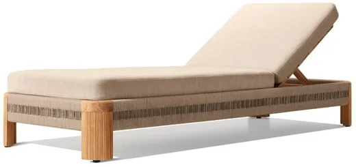 LG566-23 Outdoor Teak & Rope Adjustable Sun Lounger