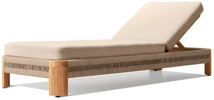 LG566-23 Outdoor Teak & Rope Adjustable Sun Lounger