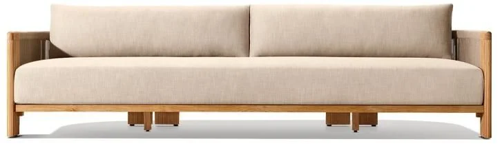 LG566-4 Outdoor Teak & Rope Three-Seater Sofa