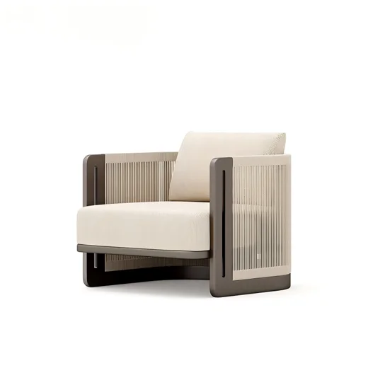 LG590-1 Outdoor Aluminum & Rope Single-Seater Sofa