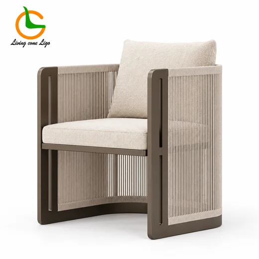 LG594 Outdoor Aluminum & Rope Lounge Chair