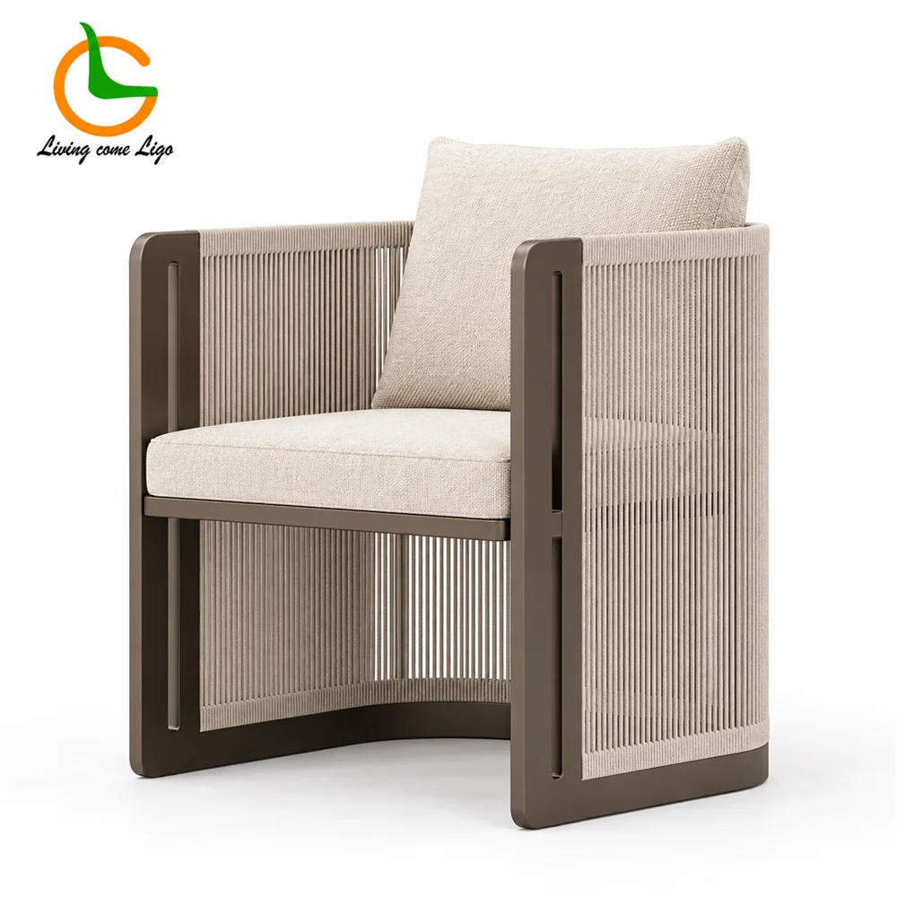 LG594 Outdoor Aluminum & Rope Lounge Chair