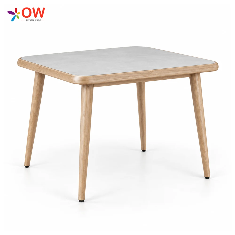 LG617 Square table with inset 5 mm white marble-look HPL top