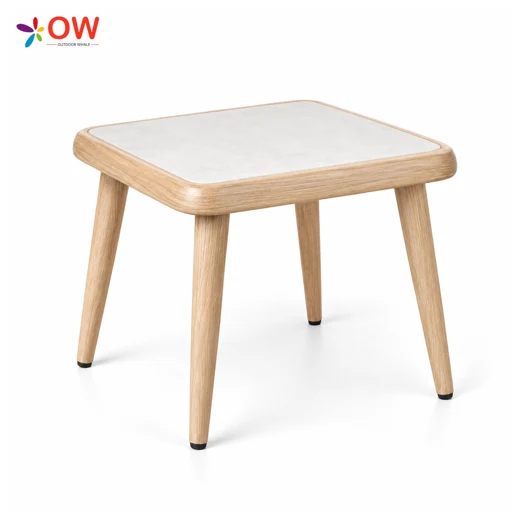 LG620-4 Side table with inset 5 mm white marble-look HPL top