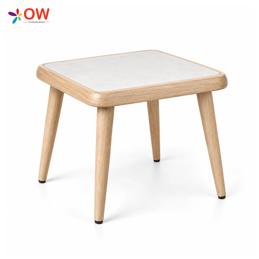 LG620-4 Side table with inset 5 mm white marble-look HPL top