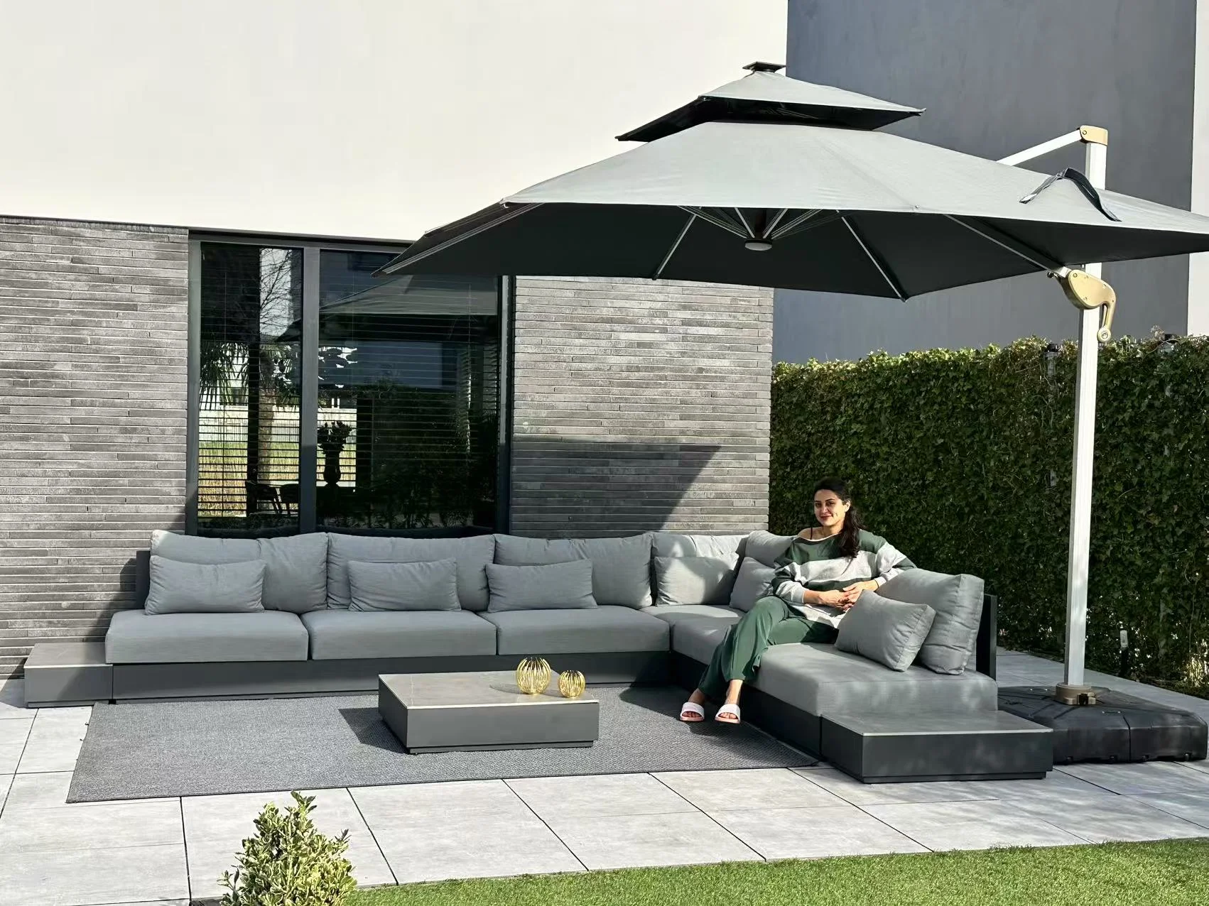 Outdoor furniture in a courtyard